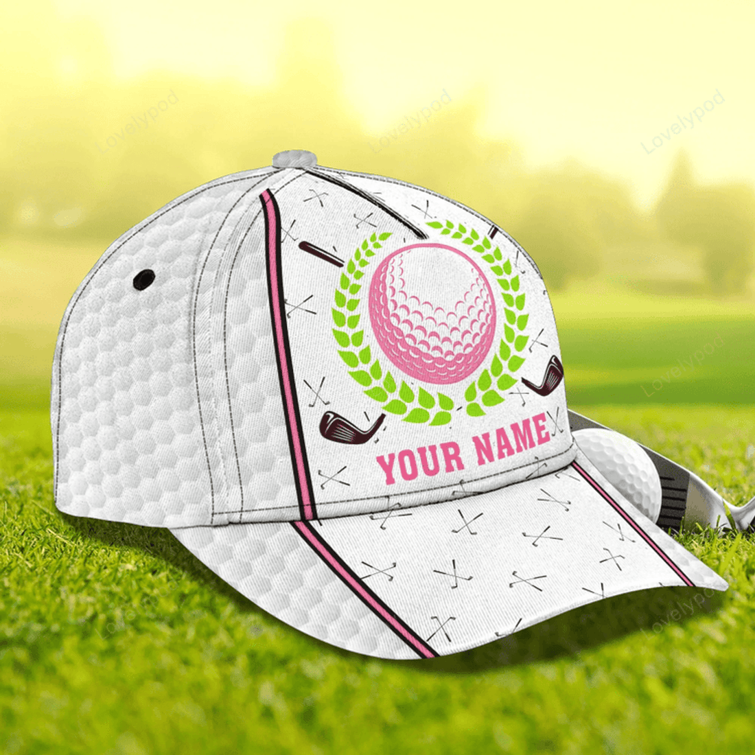 FUNSTUFFPRIT Customized White Green Golf Cap Hat For Girl, Queen Of The Green Cap Golfer Gift, Golfer Gifts