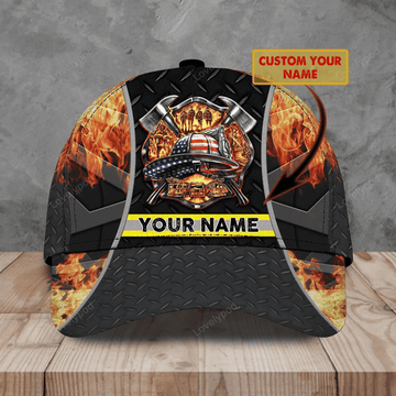 FUNSTUFFPRIT Custom With Name Fire Man Baseball Cap, Classic 3D Full Print Hat Cap For Firefighters