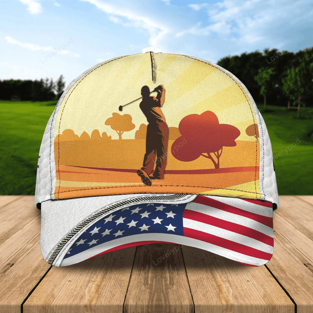FUNSTUFFPRIT Personalized With Name Mens Golf Hat, 3D Full Print Baseball Cap For Golfer, All Over Print Golf Caps