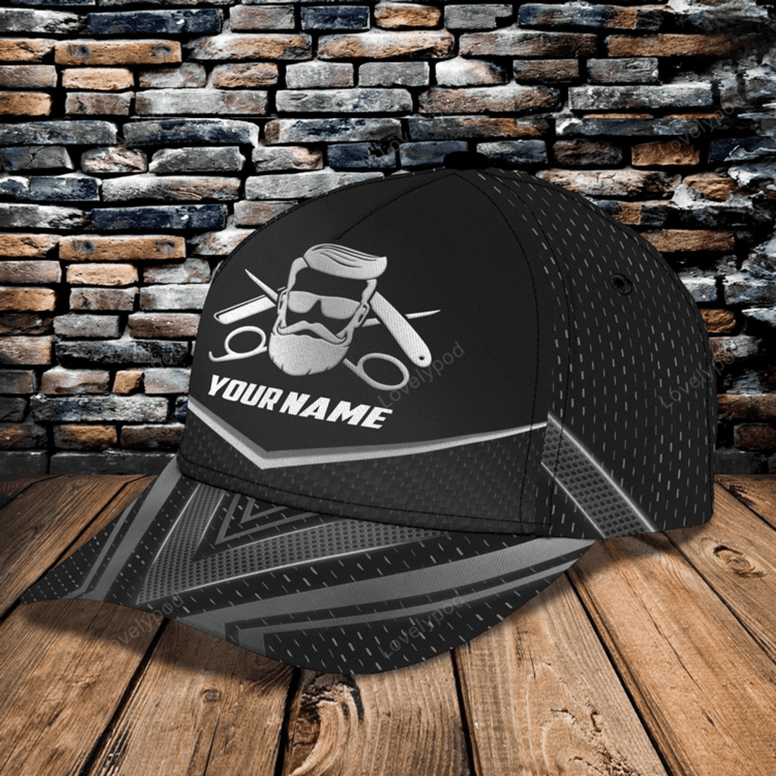 FUNSTUFFPRIT Personalized With Name 3D Full Printed Barber Classic Cap For Men And Woman, Barber Cap Hat