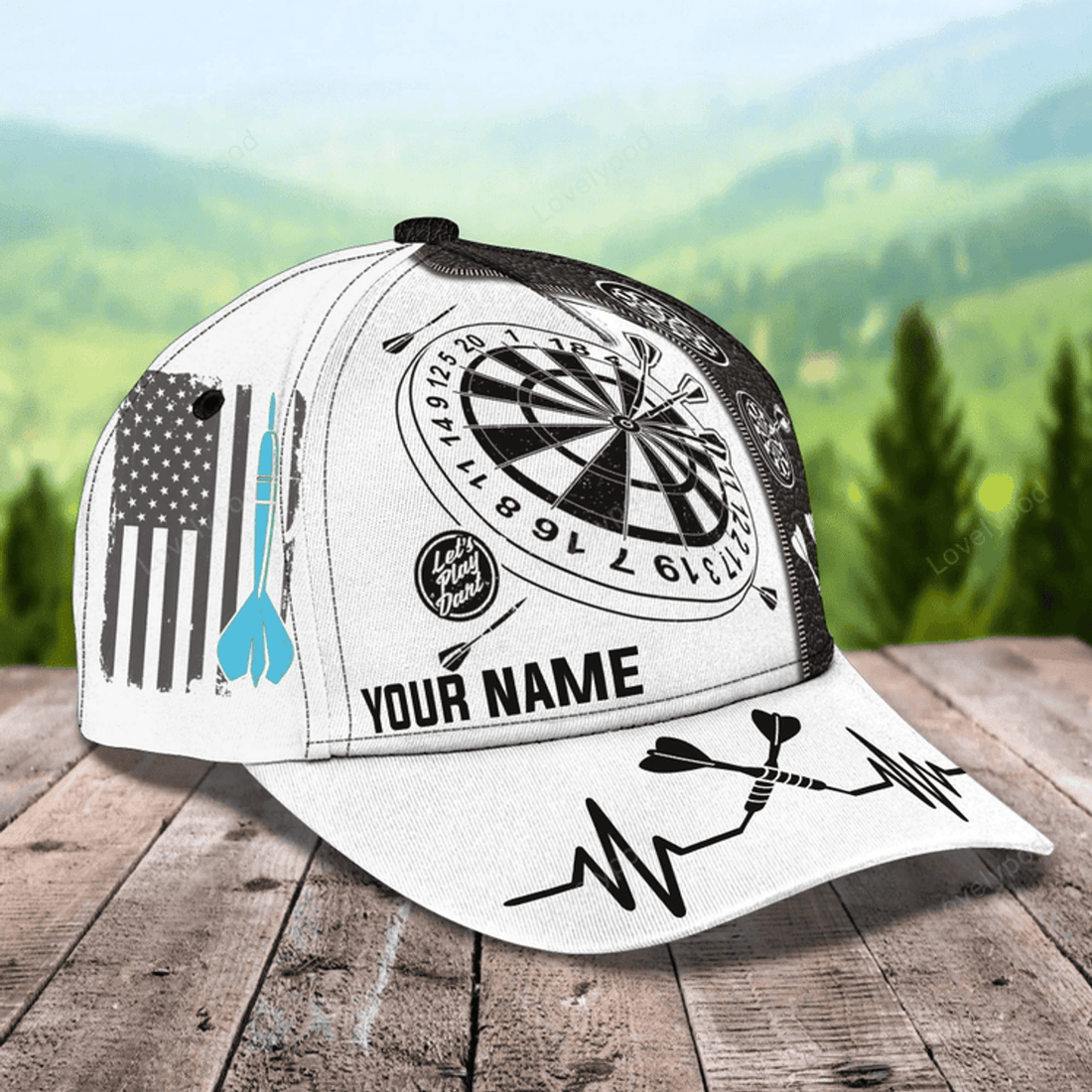 FUNSTUFFPRIT Customized With Name 3D Dart Caps, Dart Lover Gifts, Dart Hat Dart Cap For Dart Players