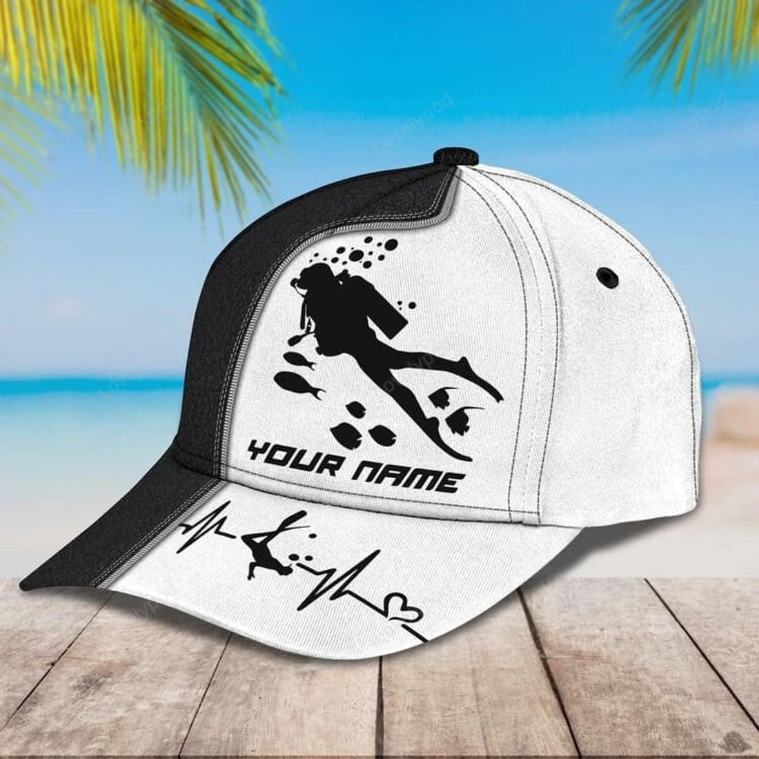 FUNSTUFFPRINT Personalized Scuba Diving 3D Baseball Cap, Suba Diving Hat for Husband & Dad