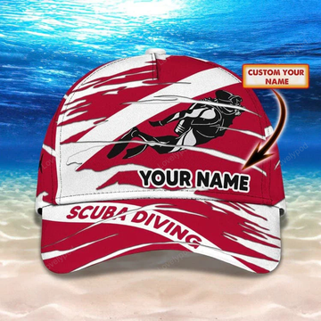 FUNSTUFFPRINT Personalized Scuba Diving 3D Baseball Cap, Suba Diving Hat for Husband & Dad