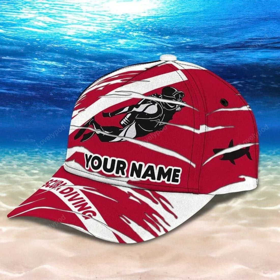 FUNSTUFFPRINT Personalized Scuba Diving 3D Baseball Cap, Suba Diving Hat for Husband & Dad