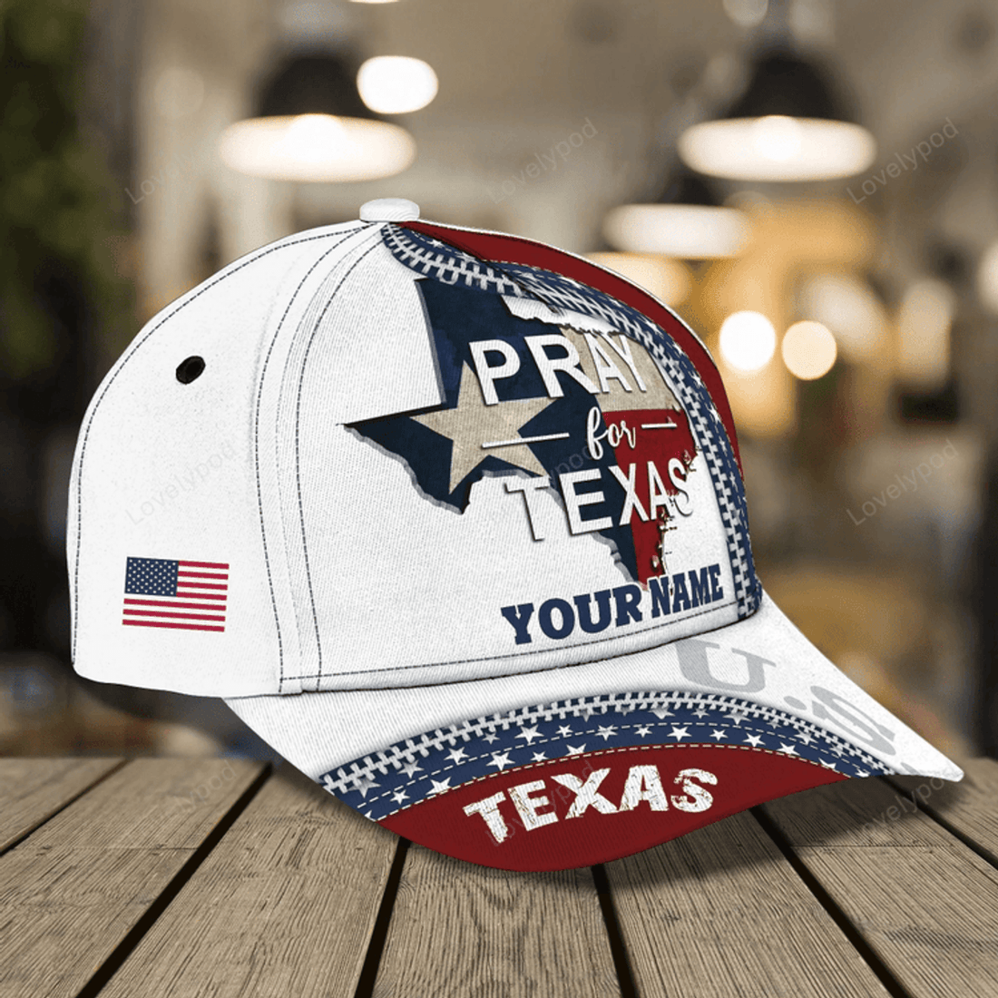 FUNSTUFFPRIT Personalized 3D All Over Print Texas Cap, Baseball Cap God Bless Texas, Pray For Texas Cap Hat