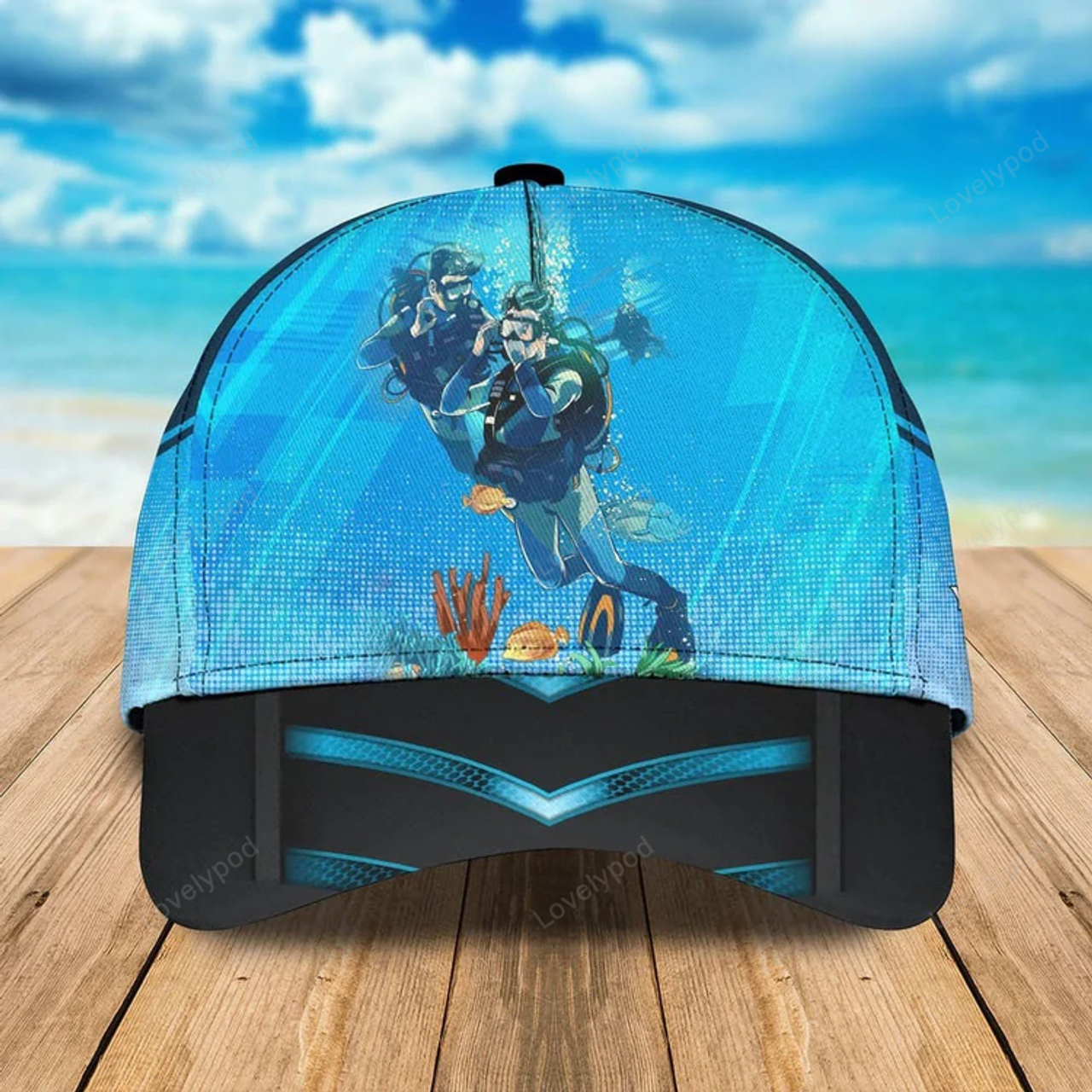 FUNSTUFFPRINT Personalized Scuba Diving 3D Baseball Cap, Suba Diving Hat for Husband & Dad