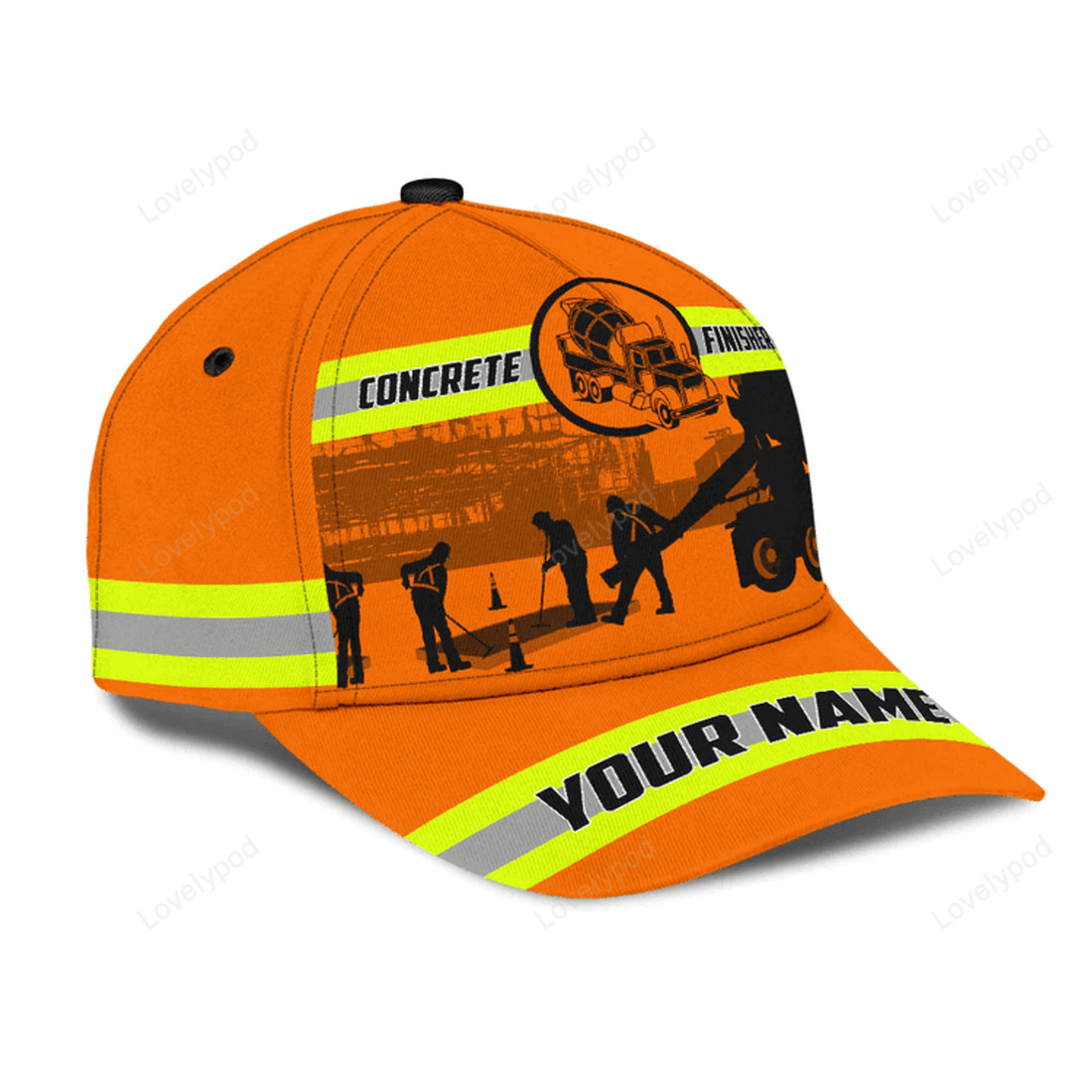 FUNSTUFFPRIT Customized With Name A Concrete Finisher Safety 3D Fuill Printed Classic Cap Hat, Gift For Concreter Husband