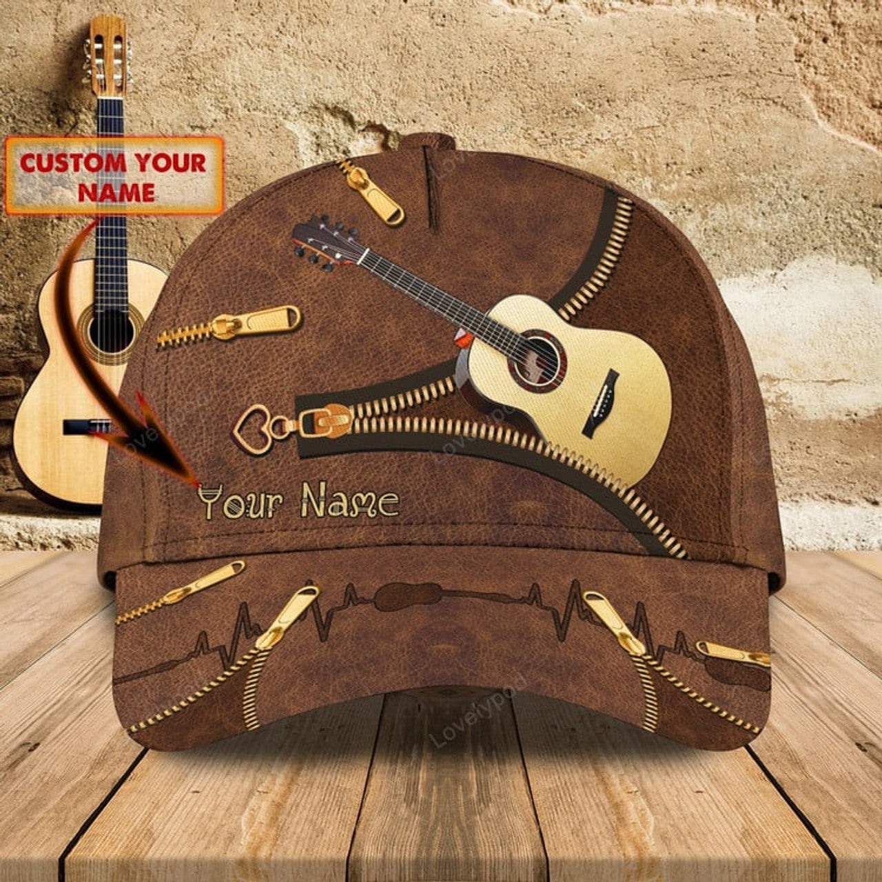 FUNSTUFFPRIT Custom With Name A Baseball 3D Cap Hat, Never Underestimate An Old Man With A Guitar, Guitarist Gifts