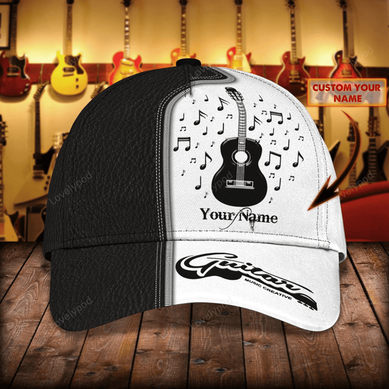 FUNSTUFFPRIT Personalized Guitar 3D Full Print Cap Hat For Musican, Guitarist, Music Is My Second Language, Music Lover Gift