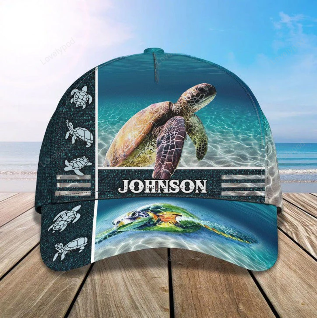 FUNSTUFFPRINT Customized Turtle Art Summer 3D Baseball Cap, Turtle Hat for Husband and Wife