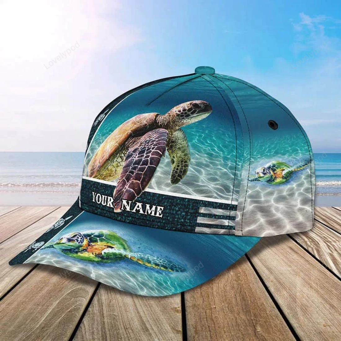 FUNSTUFFPRINT Customized Turtle Art Summer 3D Baseball Cap, Turtle Hat for Husband and Wife