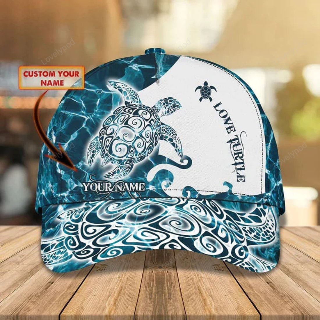 FUNSTUFFPRINT Customized Turtle Art Summer 3D Baseball Cap, Turtle Hat for Husband and Wife
