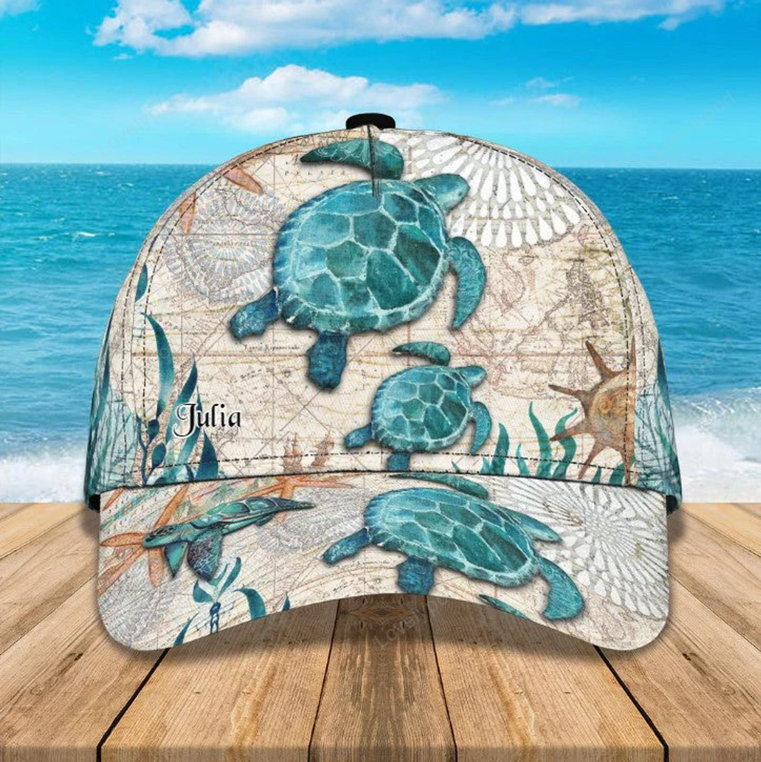 FUNSTUFFPRINT Customized Turtle Art Summer 3D Baseball Cap, Turtle Hat for Husband and Wife