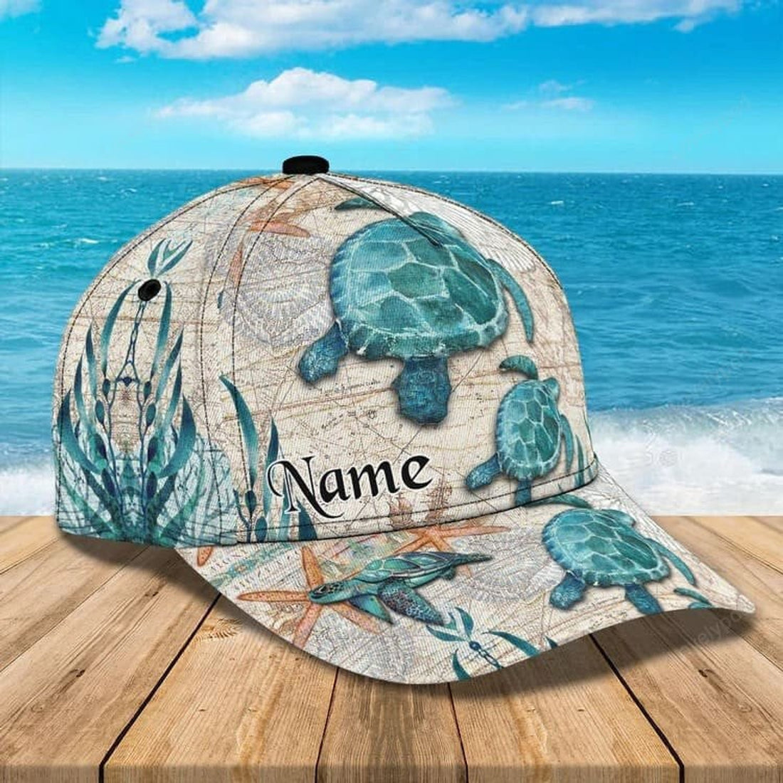 FUNSTUFFPRINT Customized Turtle Art Summer 3D Baseball Cap, Turtle Hat for Husband and Wife