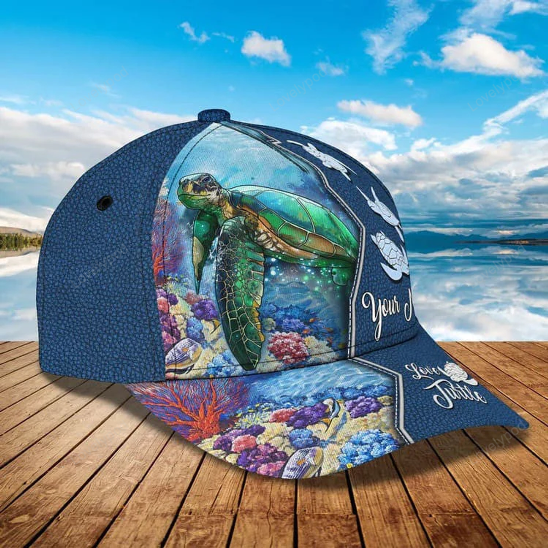 FUNSTUFFPRINT Customized Turtle Art Summer 3D Baseball Cap, Turtle Hat for Husband and Wife