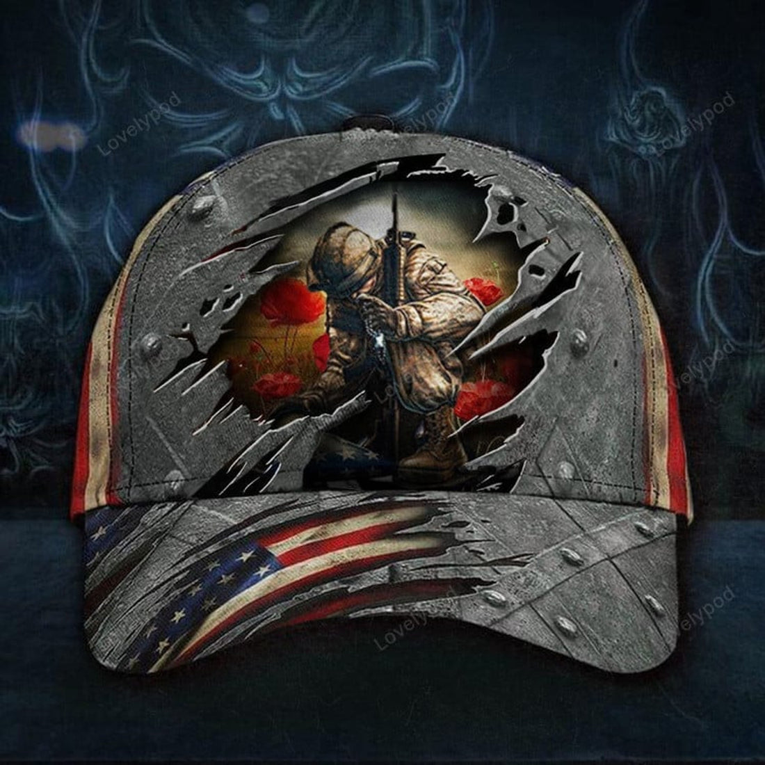 FUNSTUFFPRINT Against All Enemies Desert Storm Veteran American Flag Hat Proud US Military Hats