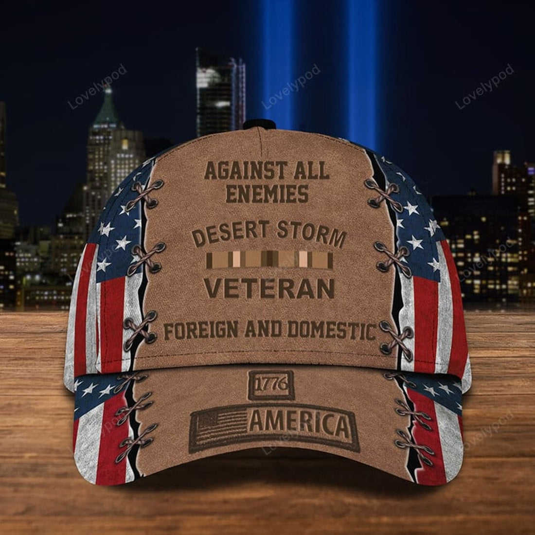 FUNSTUFFPRINT Against All Enemies Desert Storm Veteran American Flag Hat Proud US Military Hats