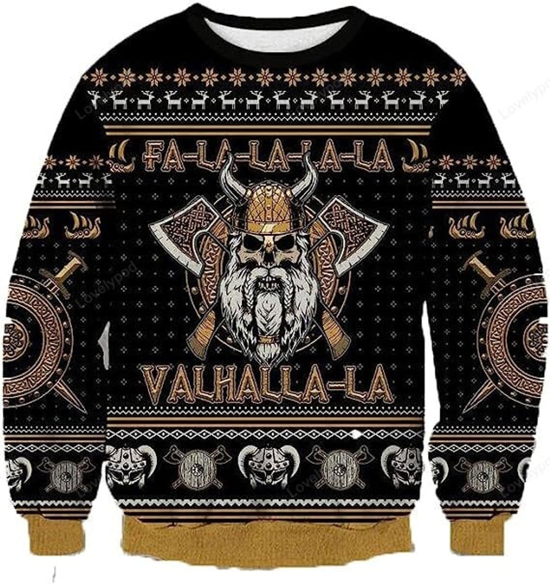 FUNSTUFFPRINT Ugly Christmas Sweaters for Women, Old Vikings Mens Sweater Winter Holiday Crew Neck Shirt, Unisex Ugly Christmas Sweater Ugly Sweater