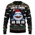 FUNSTUFFPRINT Santa Shark Ho Ho Ho Ugly Christmas Sweater Ugly Sweater