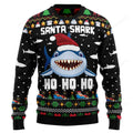 FUNSTUFFPRINT Santa Shark Ho Ho Ho Ugly Christmas Sweater Ugly Sweater