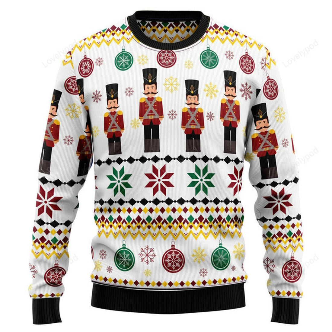 FUNSTUFFPRINT Nutcracker Group Ugly Christmas Sweater for men and women Ugly Sweater