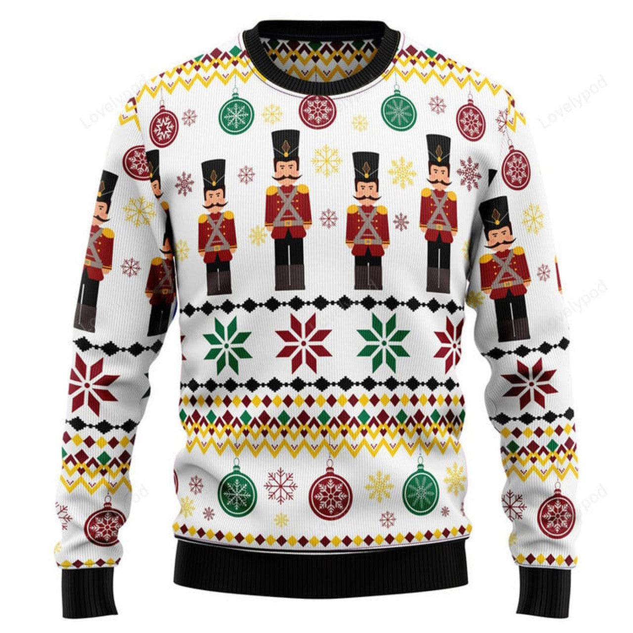 FUNSTUFFPRINT Nutcracker Group Ugly Christmas Sweater for men and women Ugly Sweater
