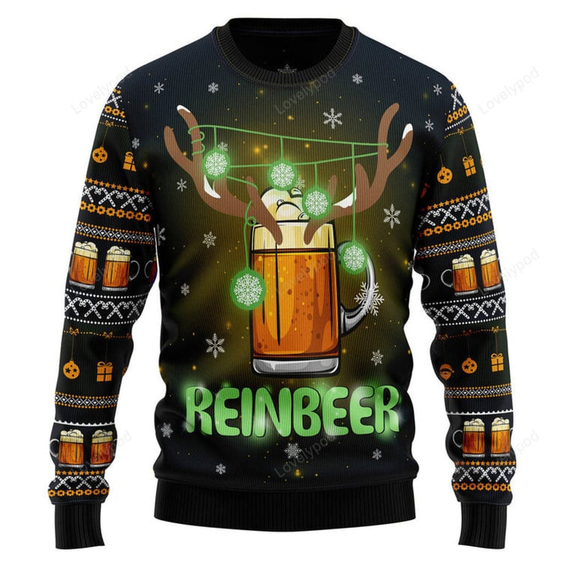 FUNSTUFFPRINT Reinbeer Awesome Ugly Christmas Sweater for men and women Ugly Sweater