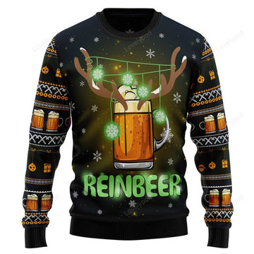 FUNSTUFFPRINT Reinbeer Awesome Ugly Christmas Sweater for men and women Ugly Sweater