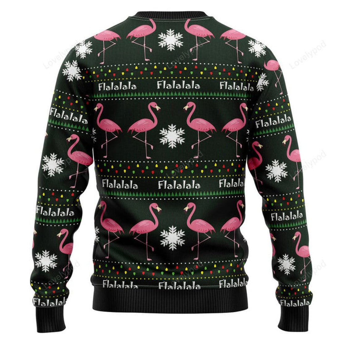 FUNSTUFFPRINT Flamingo Flalala Ugly Christmas Sweater for men and women Ugly Sweater