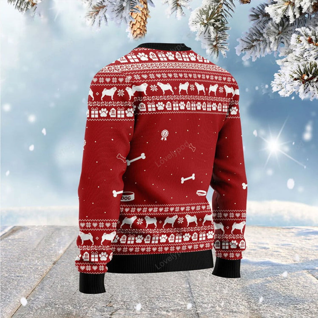 FUNSTUFFPRINT Merry Puggin Christmas Ugly Christmas Sweater for men and women Ugly Sweater