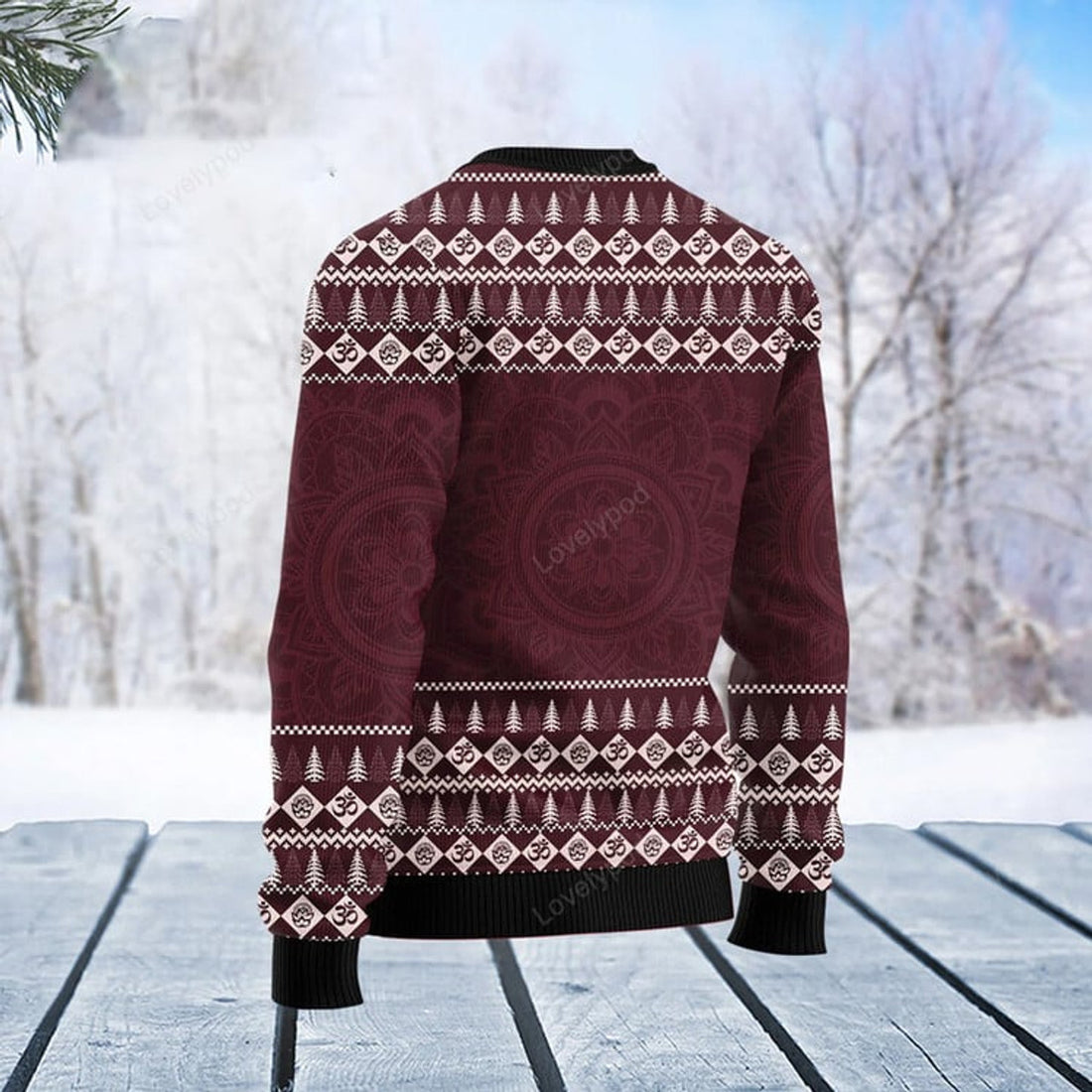 FUNSTUFFPRINT Flamingo Yoga Ugly Christmas Sweater For Men & Women Ugly Sweater