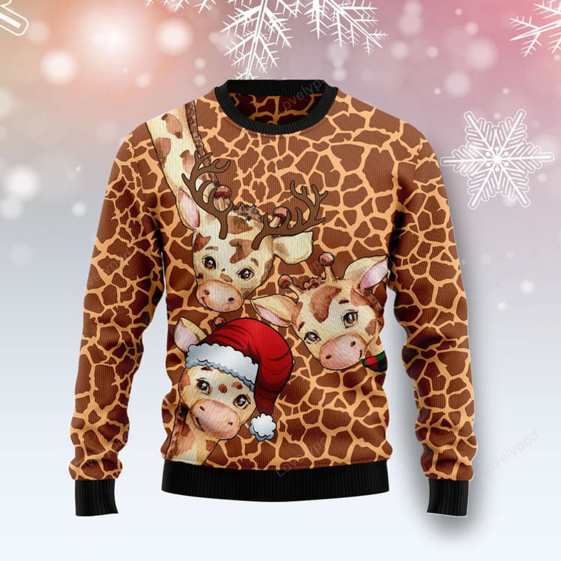 FUNSTUFFPRINT Giraffe Funny Ugly Christmas Sweater For Men & Women Ugly Sweater