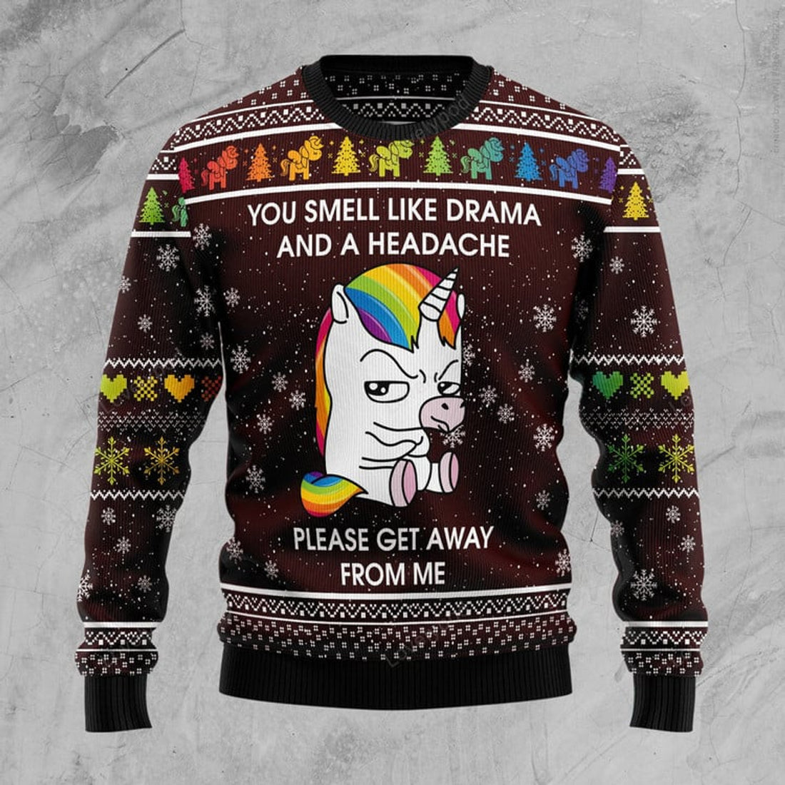FUNSTUFFPRINT Funny Unicorn Ugly Christmas Sweater For Men & Women Ugly Sweater
