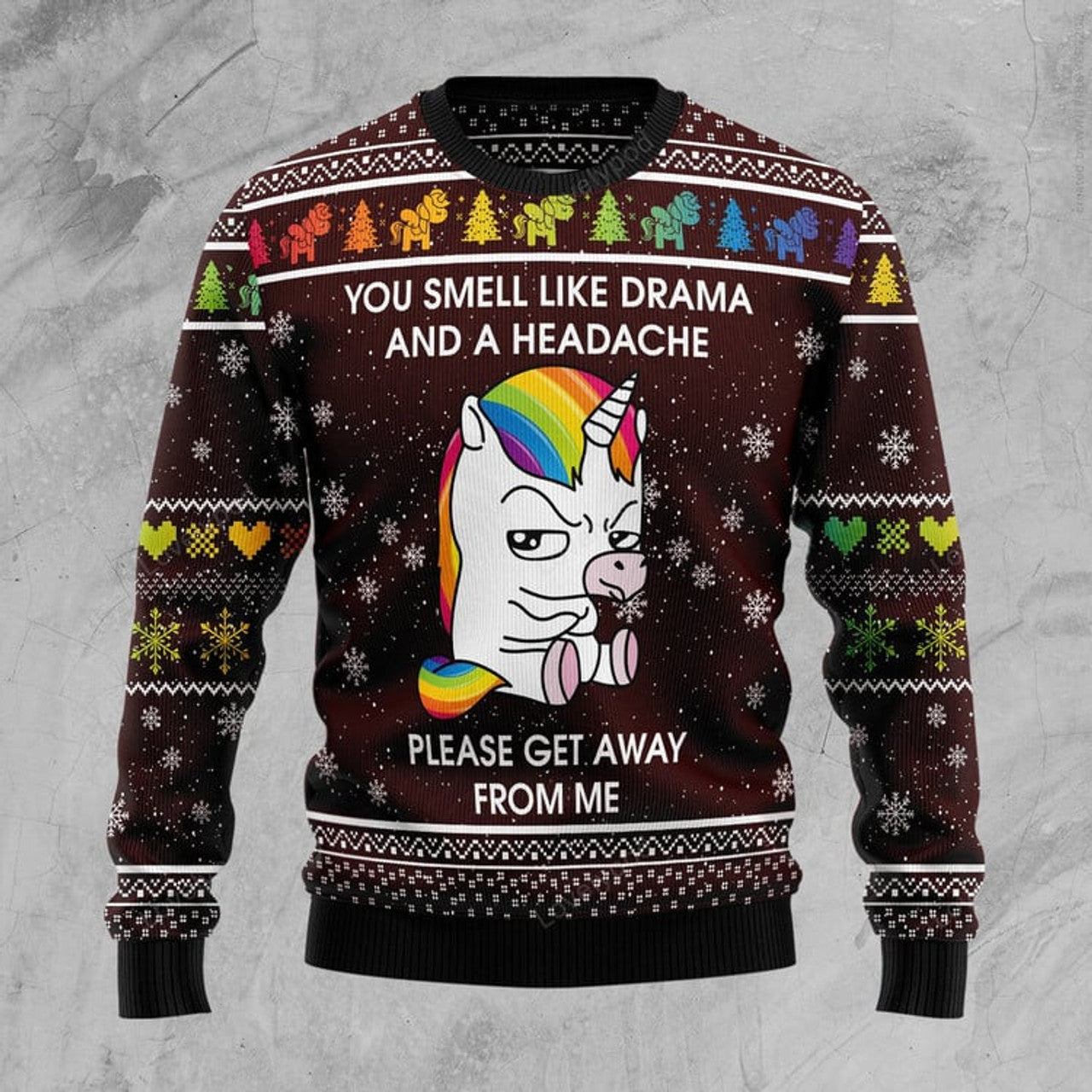FUNSTUFFPRINT Funny Unicorn Ugly Christmas Sweater For Men & Women Ugly Sweater