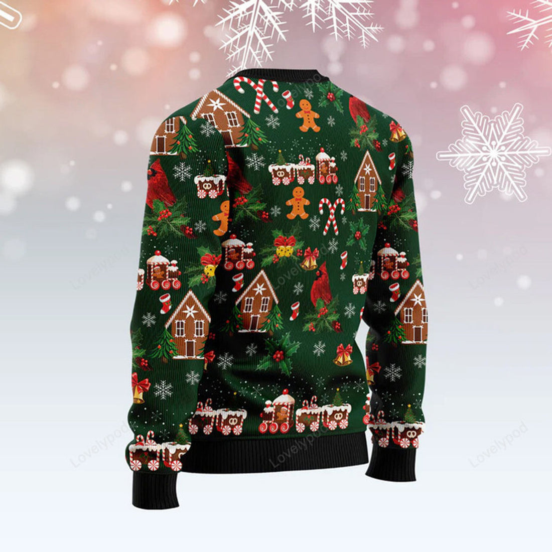 FUNSTUFFPRINT Love Cardinal Ugly Christmas Sweater For Men & Women Ugly Sweater