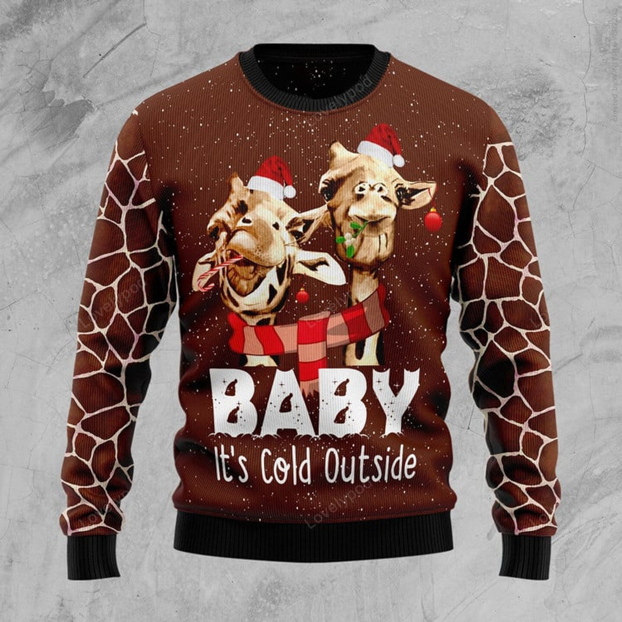 FUNSTUFFPRINT Funny Giraffe Ugly Christmas Sweater For Men & Women Ugly Sweater