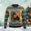 FUNSTUFFPRINT Black Cat Read Books Drink Wine Know Things Ugly Christmas Sweater For Women & Men, Gift for Cat Lovers Ugly Sweater
