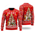 FUNSTUFFPRINT Corgi Lover Merry Xmas Funny Ugly Christmas Sweater For Men & Women Adult Ugly Sweater