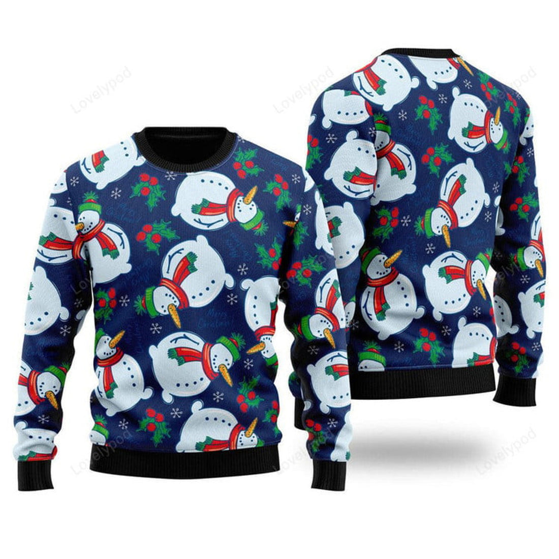 FUNSTUFFPRINT Snowman Funny Ugly Christmas Sweater Gift For Men & Women Adult Ugly Sweater