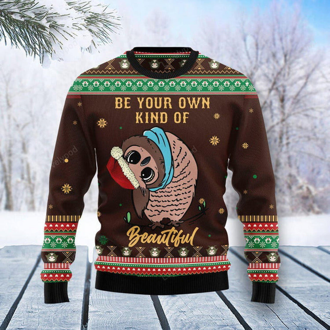 FUNSTUFFPRINT Owl Funny Ugly Christmas Sweater Gift For Men & Women Adult Ugly Sweater
