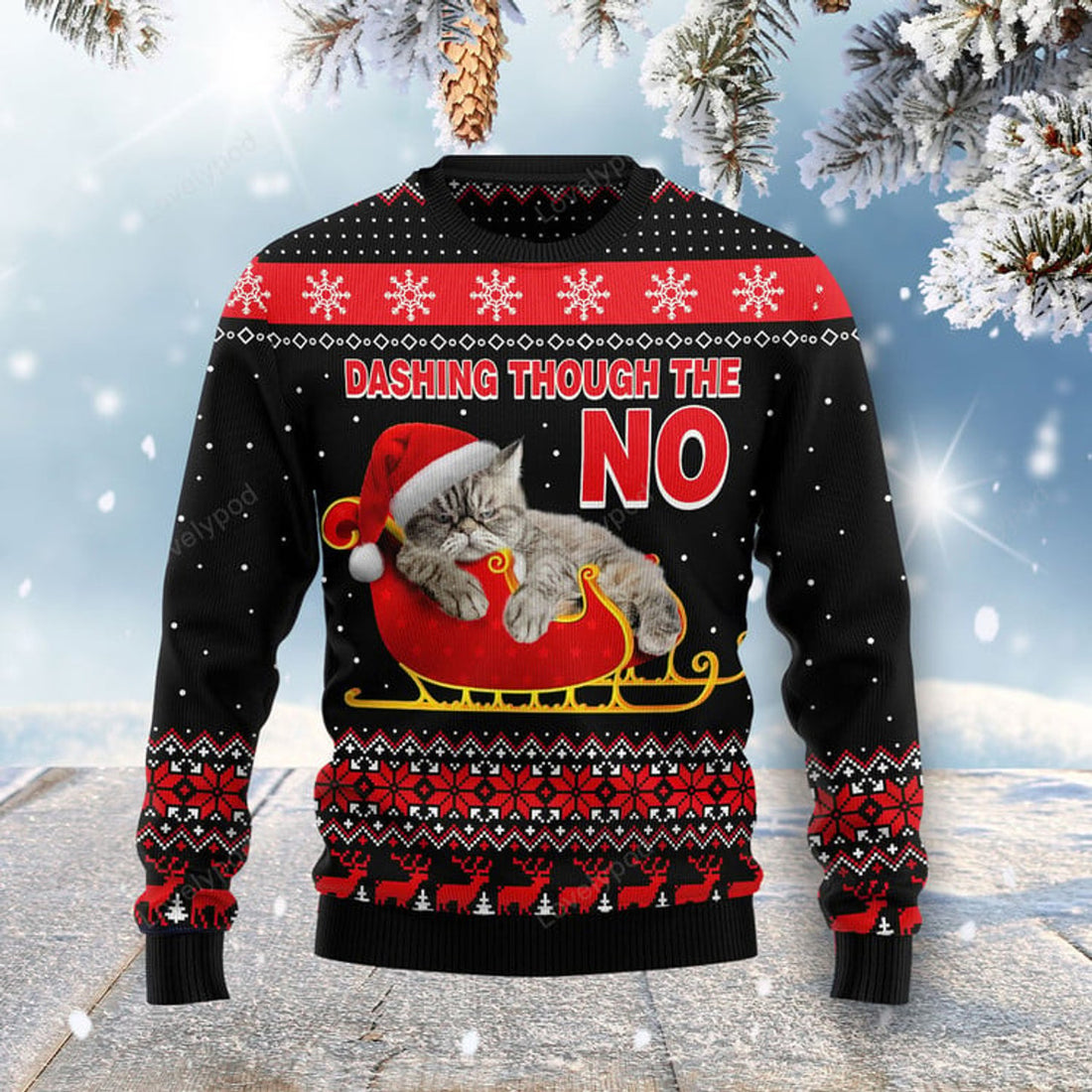 FUNSTUFFPRINT Dashing Through the No Ugly Christmas Sweater Ugly Sweater