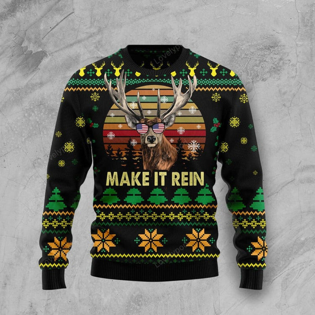 FUNSTUFFPRINT Make It Rein Ugly Christmas Sweater for men and women Ugly Sweater