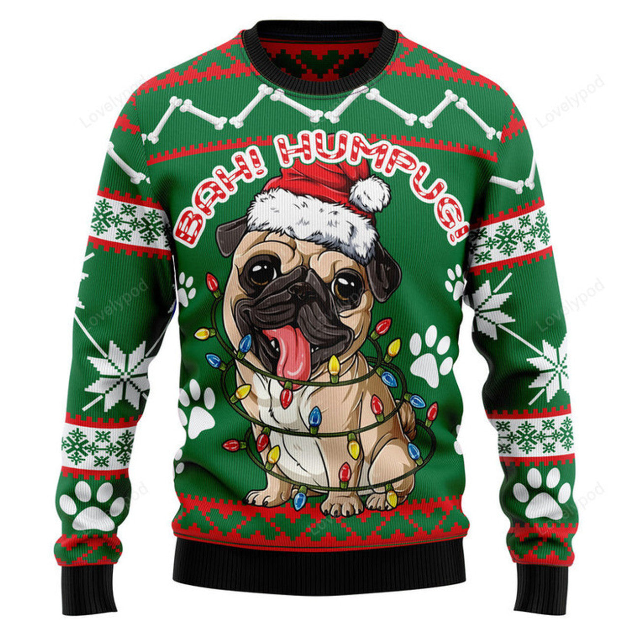 FUNSTUFFPRINT Bah! Humpug Ugly Christmas Sweater for men and women Ugly Sweater