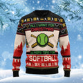 FUNSTUFFPRINT All I Want For Christmas Is Softball Funny Ugly Christmas Sweater For Men & Women Adult Ugly Sweater