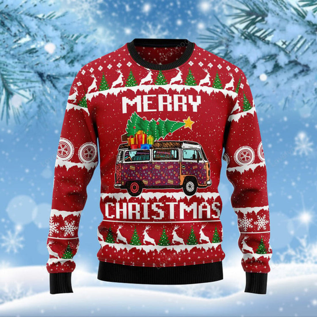 FUNSTUFFPRINT Deer Merry Christmas FunnyFunny Ugly Christmas Sweater For Men & Women Adult Ugly Sweater