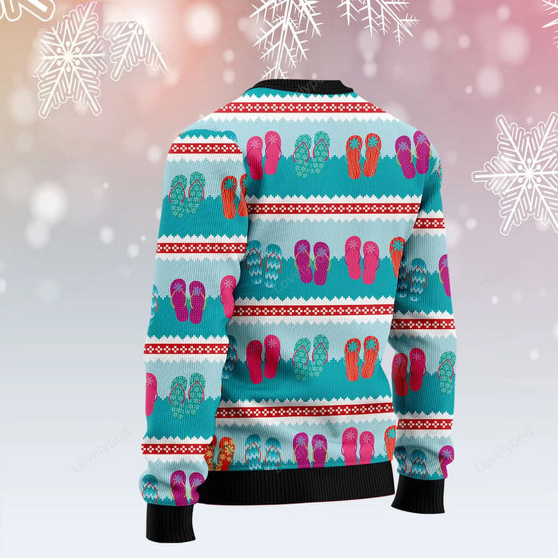 FUNSTUFFPRINT Flip-flops Christmas Tree Ugly Christmas Sweater for men and women Ugly Sweater