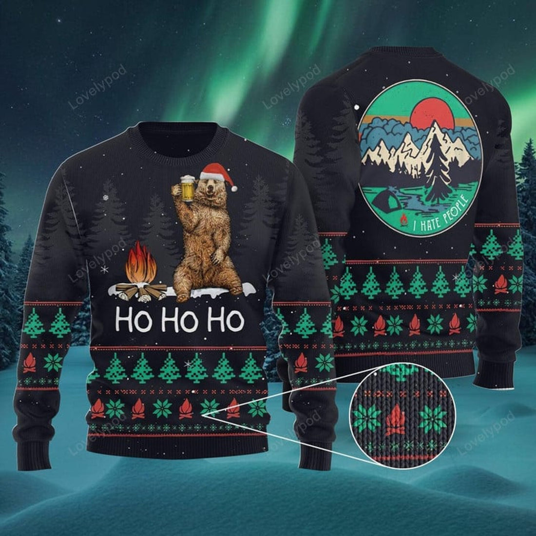 FUNSTUFFPRINT Ho Ho Ho Ugly Christmas Sweater For Men & Women For Ugly Sweater