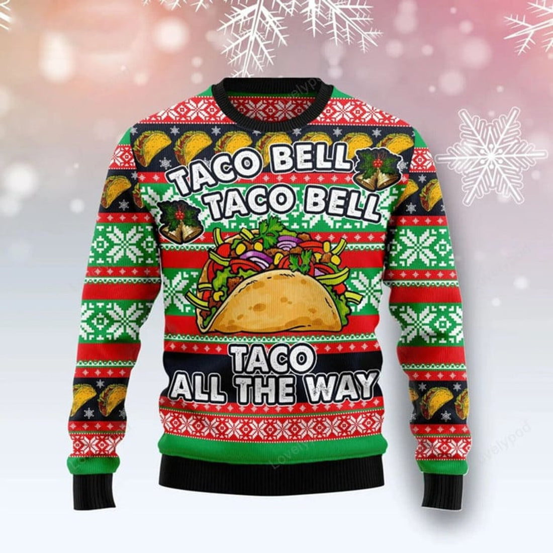 FUNSTUFFPRINT Taco Bell Ugly Christmas Sweater for men and women Ugly Sweater