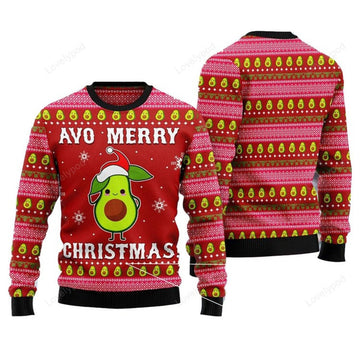 FUNSTUFFPRINT Avo Merry Christmas Ugly Sweatshirt Christmas 3D Sweater Christmas Ugly Sweater