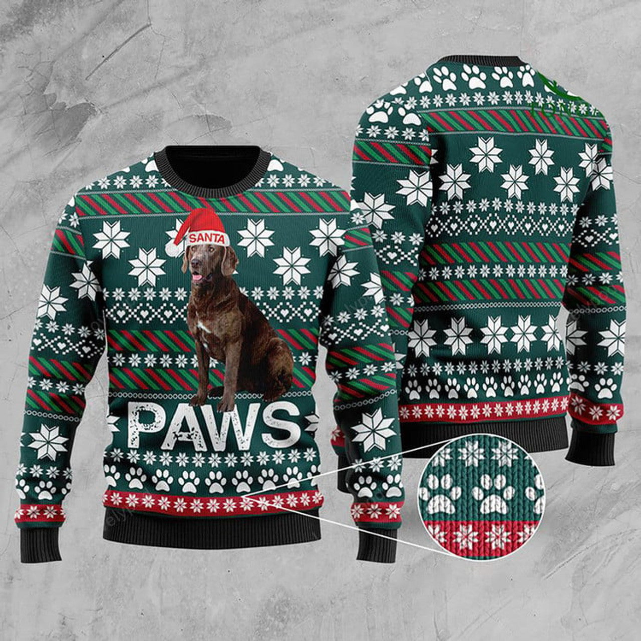 FUNSTUFFPRINT 3D Chesapeake Bay Retriever Santa Printed Christmas Ugly for men and women Ugly Sweater